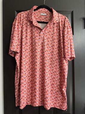 Tommy Bahama Red Floral-Print Short-Sleeve Polo